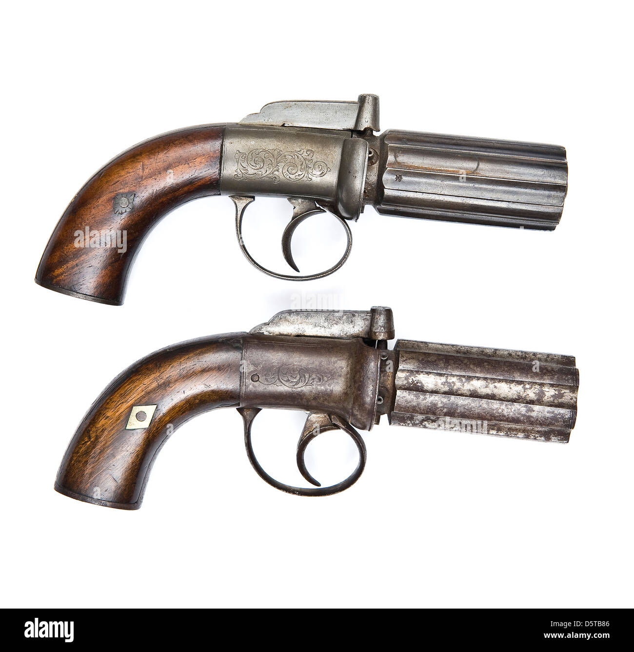 English Pepperbox revolvers. Stock Photo