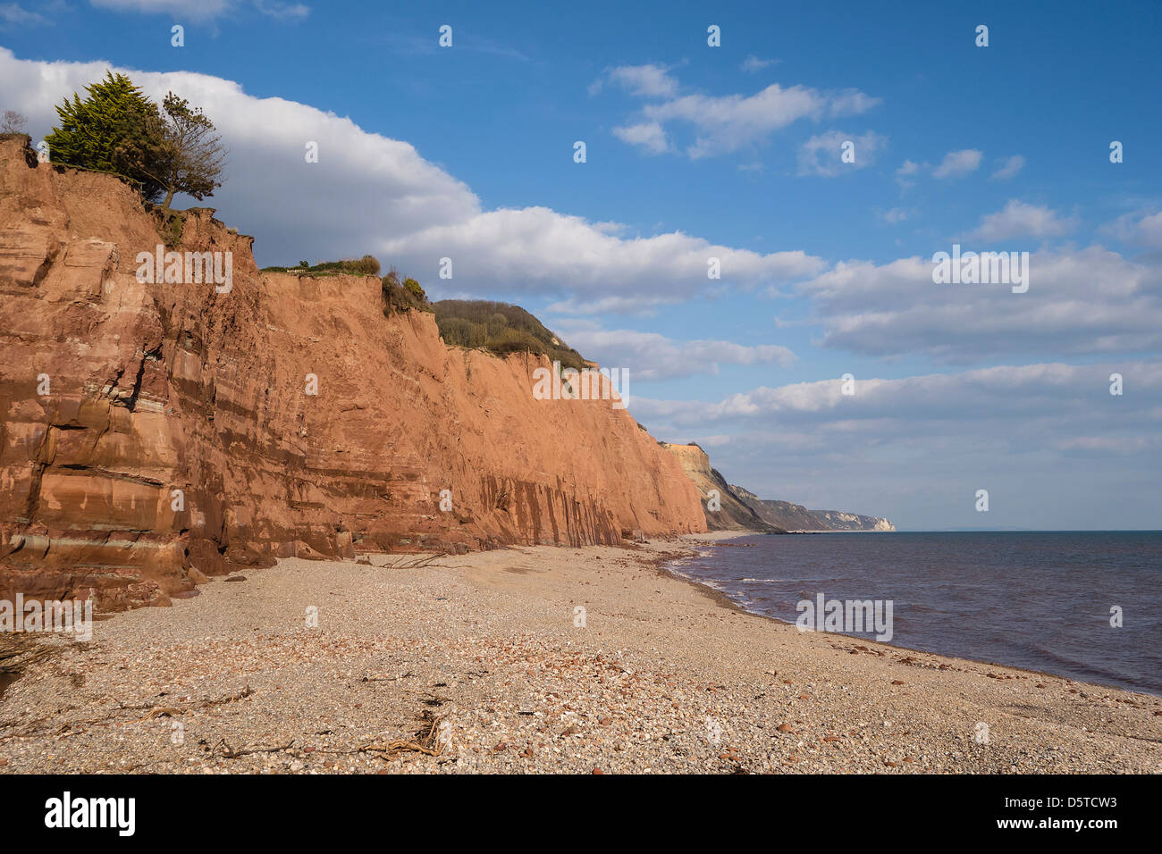 Red Sandstone Cliffs East of Sidmouth, Devon, UK. Europe Stock Photo