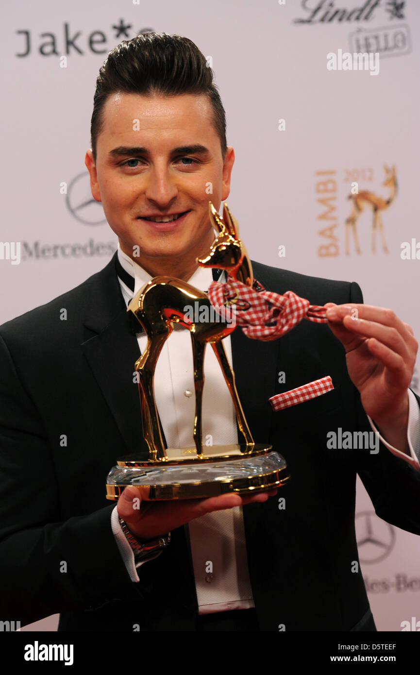 Austrian Singer Andreas Gabalier With The Bambi Trophy During The Stock Photo Alamy