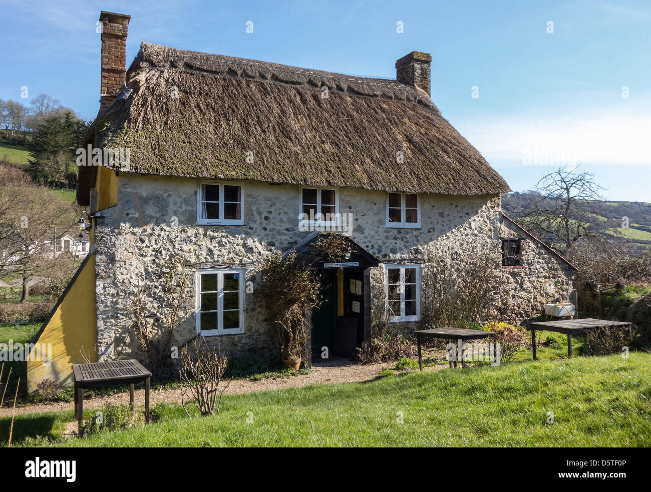 Thatched Manor Mill at Branscombe Village in Devon, England, UK. Stock Photo