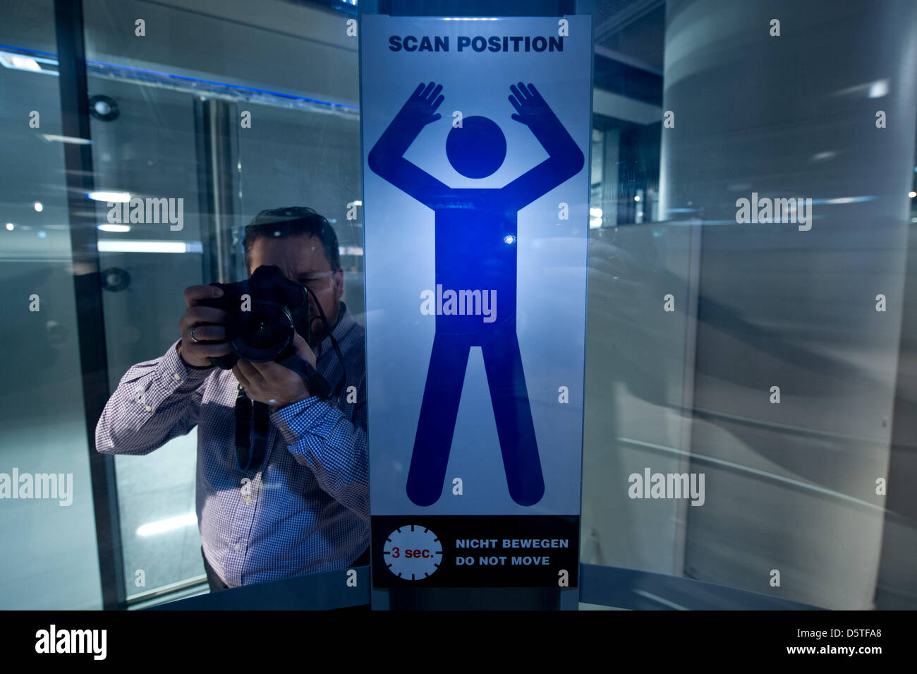 One of three new body scanners is presented to the press by the federal  police at Frankfurt Airport in Frankfurt Main, Germany, 23 November 2012.  Due to increased safety provisions the scanners