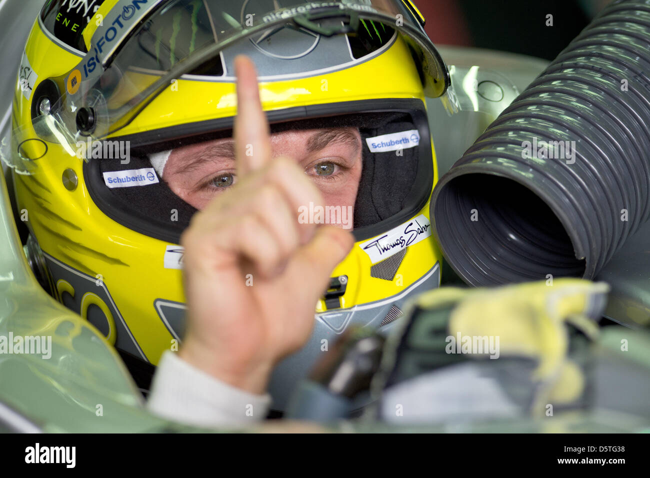 German Formula One driver Nico Rosberg of Mercedes AMG sits in his car during the third practice session at the Autodromo Jose Carlos Pace in Sao Paulo, Brazil, 24 November 2012. The Formula One Grand Prix of Brazil will take place on 25 November 2012. Photo: David Ebener/dpa Stock Photo
