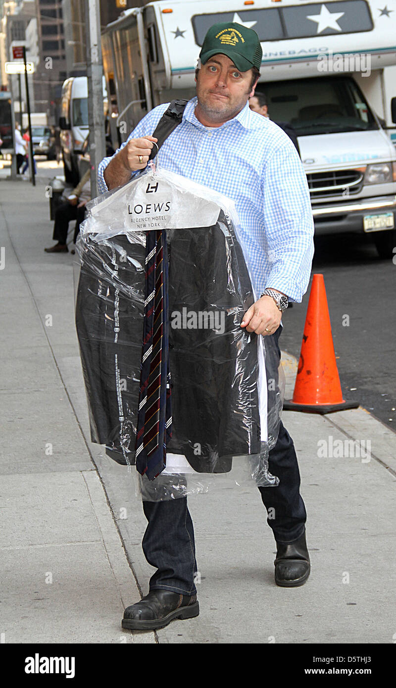 Nick Offerman Celebrities arrive at The Ed Sullivan Theater for 'The Late Show with David Letterman' New York City, USA - Stock Photo