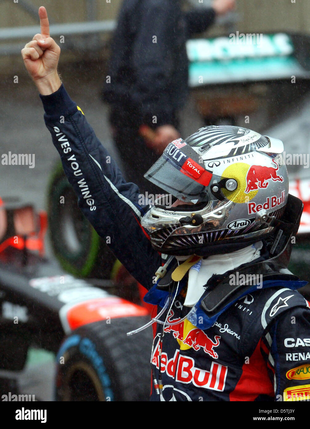 German Formula One Driver Sebastian Vettel Of Red Bull Celebrates His Stock Photo Alamy
