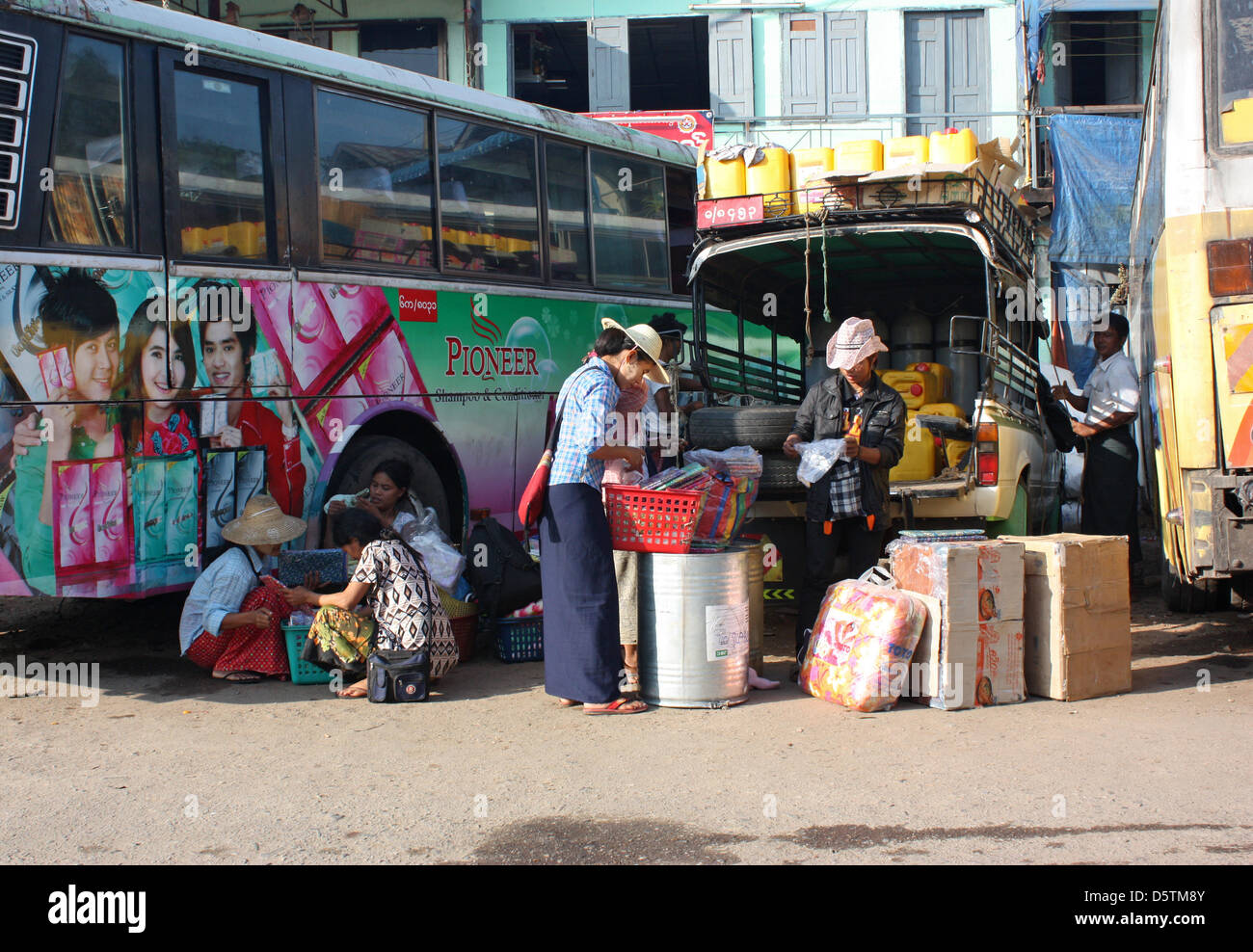 View of the Aung Mingalar Bus Terminal (Highway Bus Center) in Yangon, Myanmar, 24 October 2012