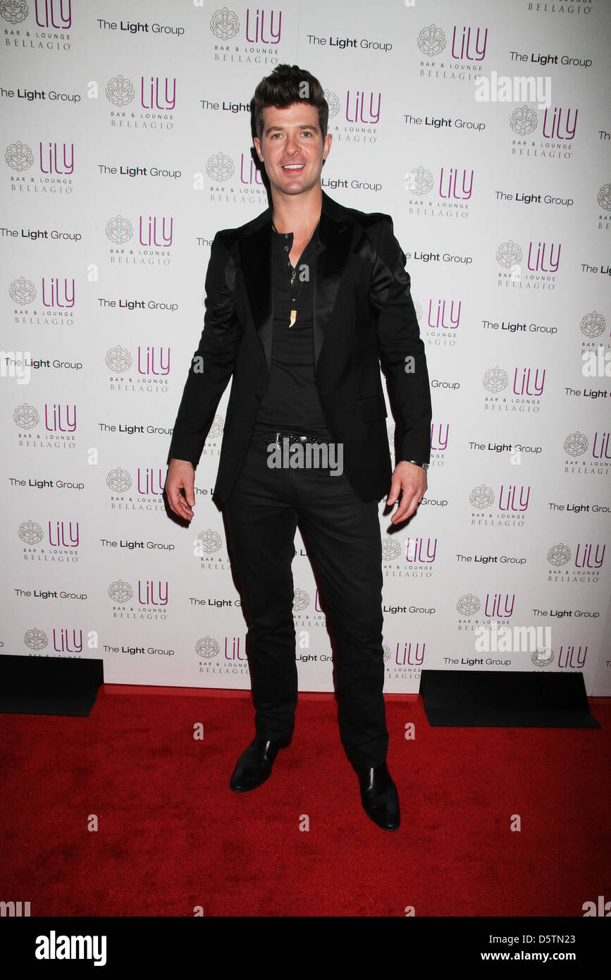 Robin Thicke The Light Group celebrates grand opening of Lily Bar and Lounge at The Bellagio Resort and Casino Las Vegas, Stock Photo