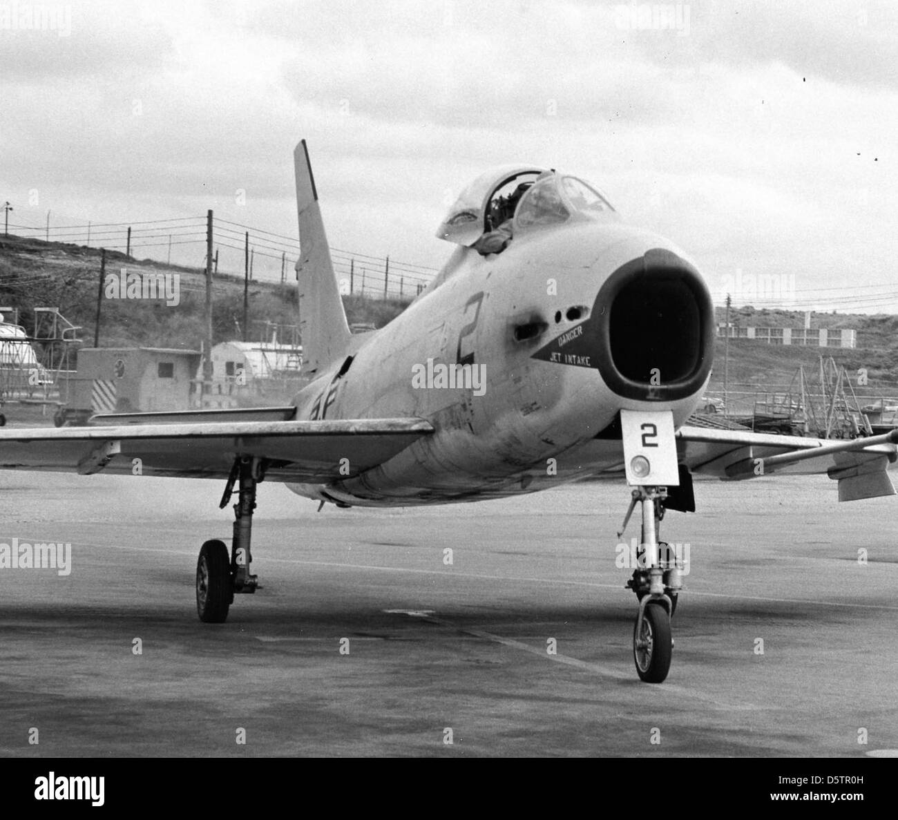 North American FJ-4 'Fury' at VU-5, NAF Naha, Okinawa. Stock Photo