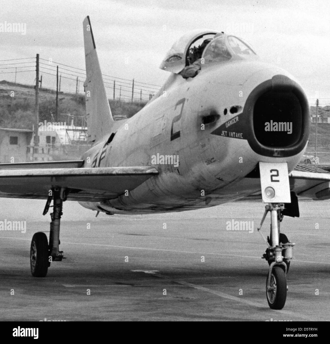 North American FJ-4 'Fury' at VU-5, NAF Naha, Okinawa. Stock Photo