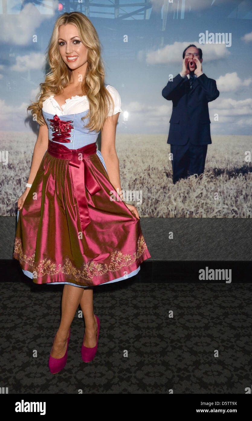 Model Rosanna Davison poses during the premiere of a watch by Ebel Onde and Ebel X-1, 'Wiesn Time with Ebel and Cosmopolitain,' in Munich, Germany, 25 September 2012. Photo: FELIX HOERHAGER Stock Photo
