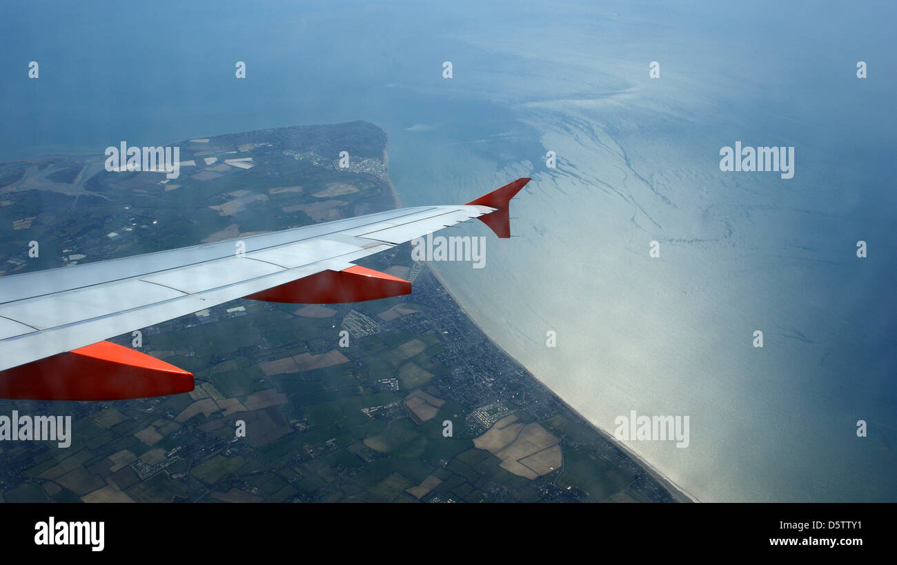 Plane view southern england blue ocean clear sky Stock Photo