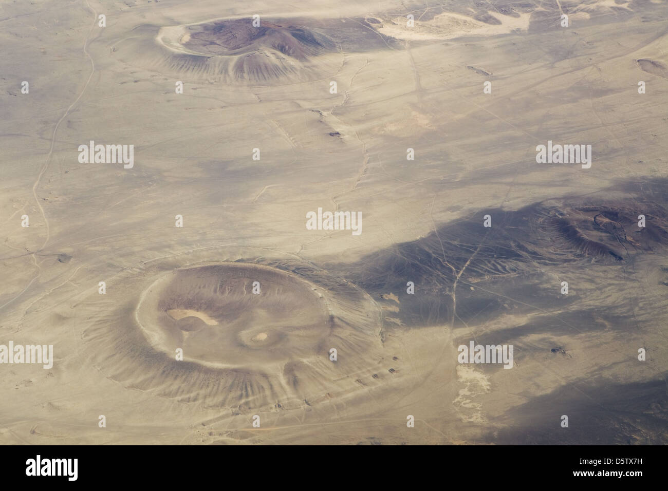 Aerial view of 2 craters Stock Photo