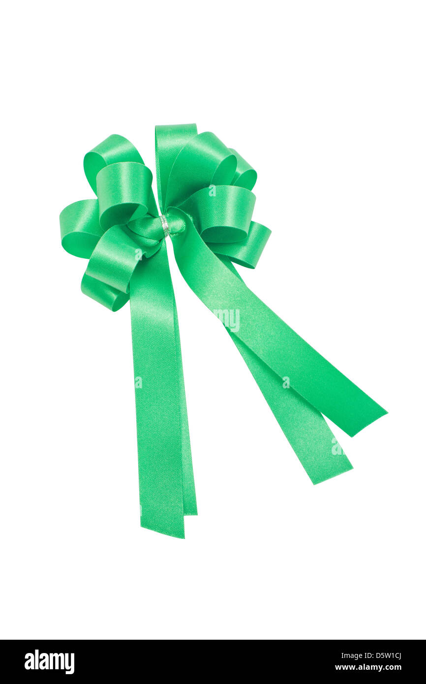 Green Ribbon Isolated on White Background. Stock Photo