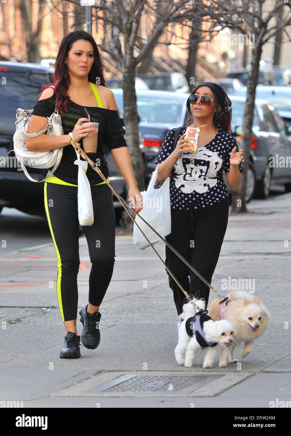 Nicole Snooki Polizzi and Jenni JWoww Farley out and about in Jersey  City carrying baby dolls Jersey City New Jersey Stock Photo - Alamy