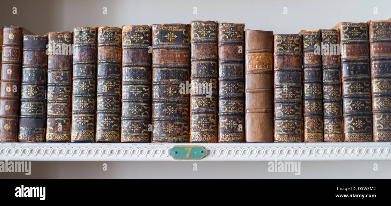 A row of antique books Stock Photo