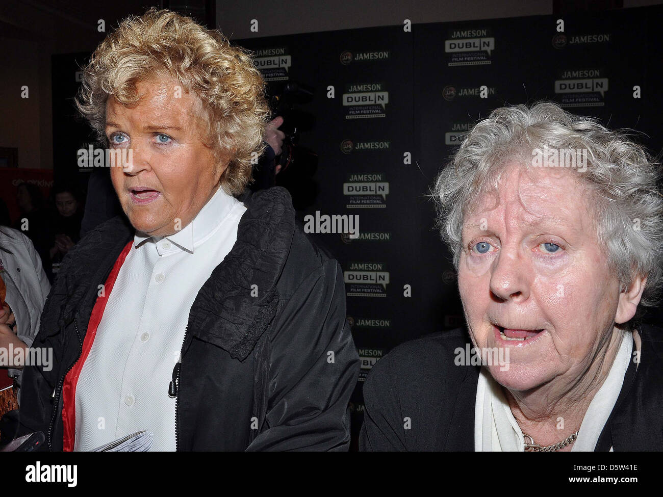 Brenda Fricker and Nell McCafferty at the Savoy Cinema for the screening of 'Cloudburst' as part of the Jameson Dublin Stock Photo