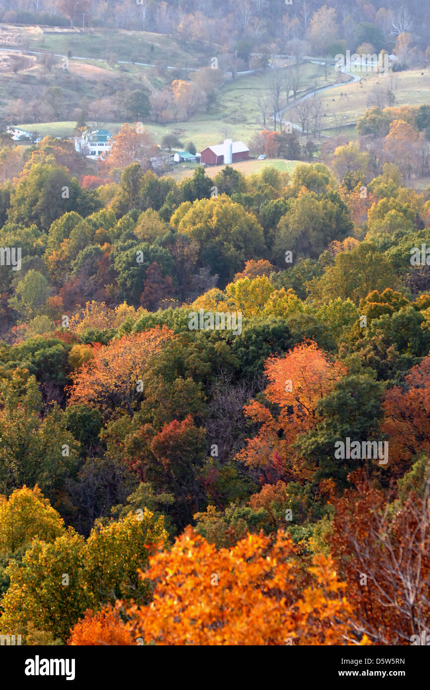 Shenandoah Valley farm Blue Ridge Mountains Virginia, autumn trees