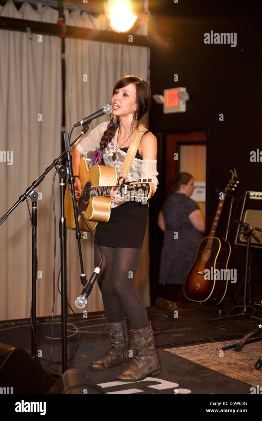 Savannah Berry performing at the 2012 Grounded in Music Benefit Concert at the Gibson Showroom Austin, Texas - 15.02.12 Stock Photo