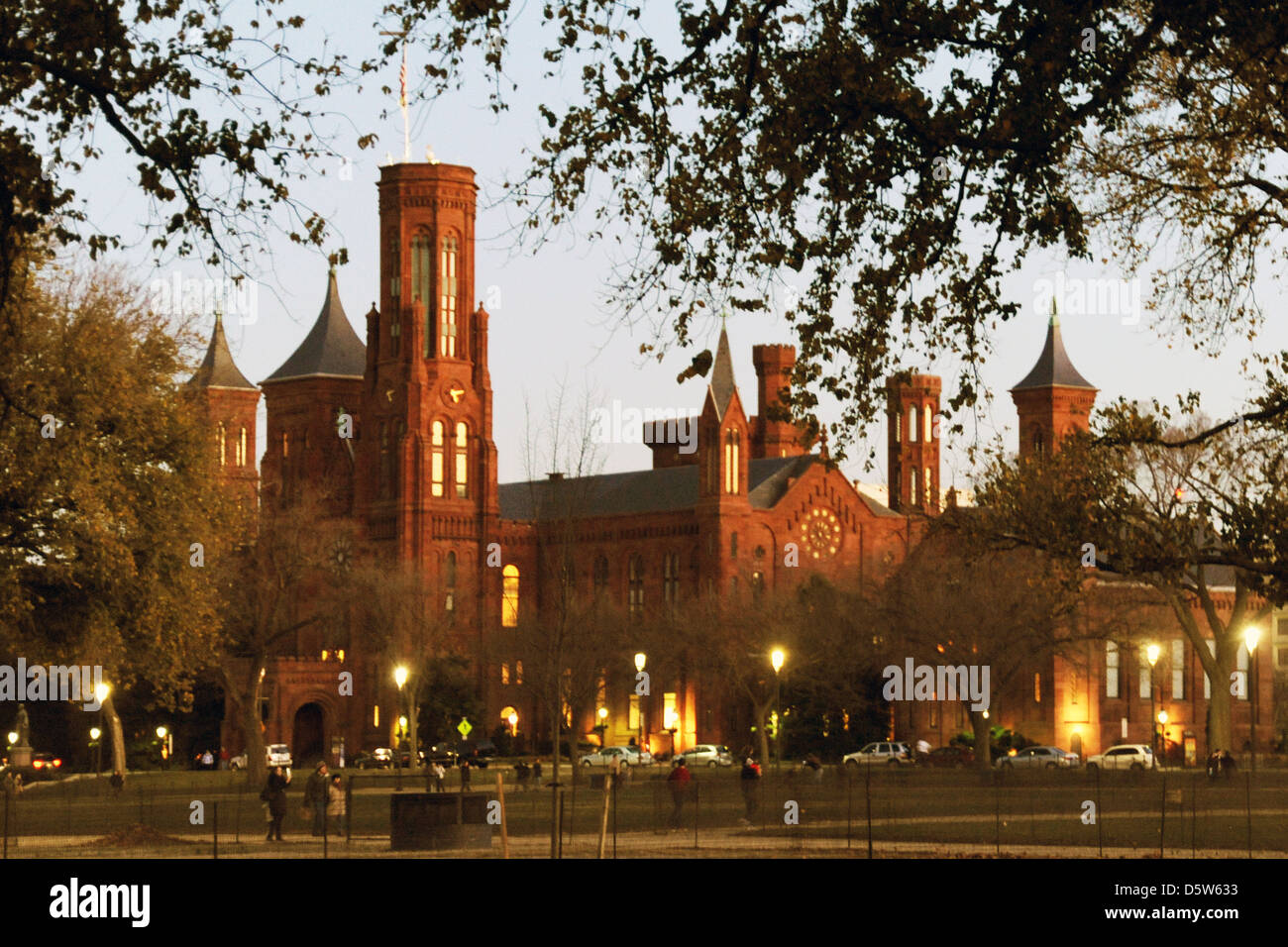 The Smithsonian Institution Castle on mall 1846 increase  and diffusion of knowledge, museums and research centers, education, Stock Photo