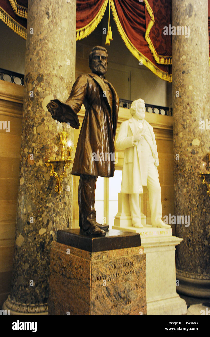 National Statuary Hall a chamber in United States Capitol devoted to sculptures of prominent Americans, Old Hall of House, Stock Photo