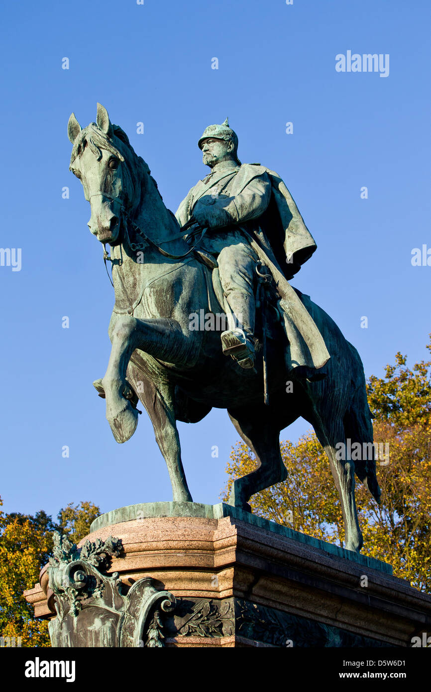 View of the equestrian monument of Ernest II, Duke of Saxe-Coburg and Gotha, at the palace gardens in Coburg, Germany, 02 October 2012. Photo: Daniel Karmann Stock Photo