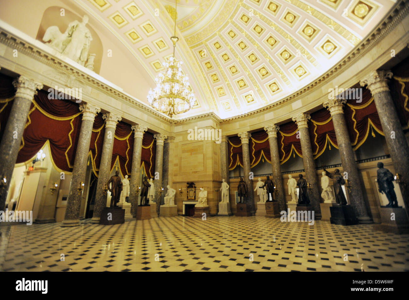 National Statuary Hall chamber United States Capitol sculptures of prominent Americans, sculptures of prominent Americans, Stock Photo