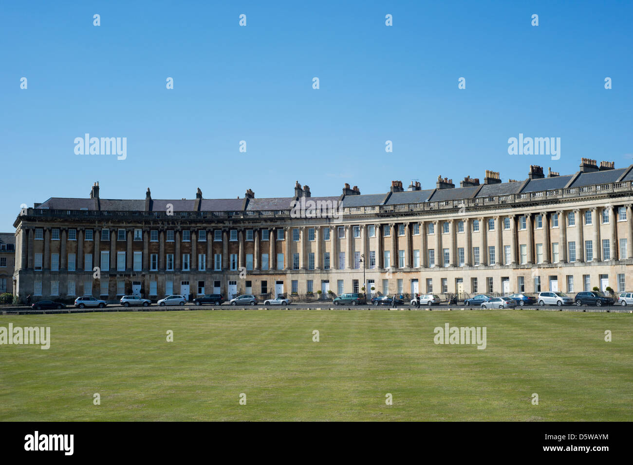 The Royal Crescent in Bath, Somerset, England. Stock Photo
