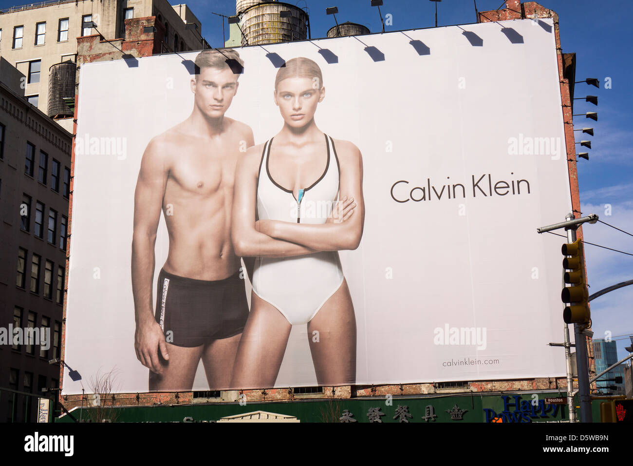 A Calvin Klein billboard advertises his line of swimming suits in the Soho  neighborhood of New York Stock Photo - Alamy