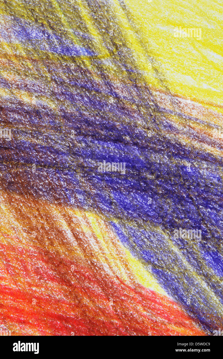 Abstract multi-coloured crayon drawing background. Stock Photo