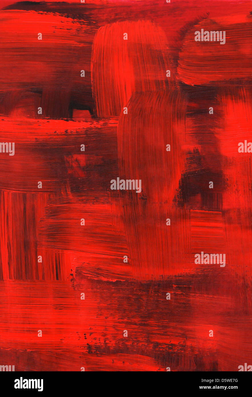 Texture of red oil painting, thick brush strokes. Stock Photo