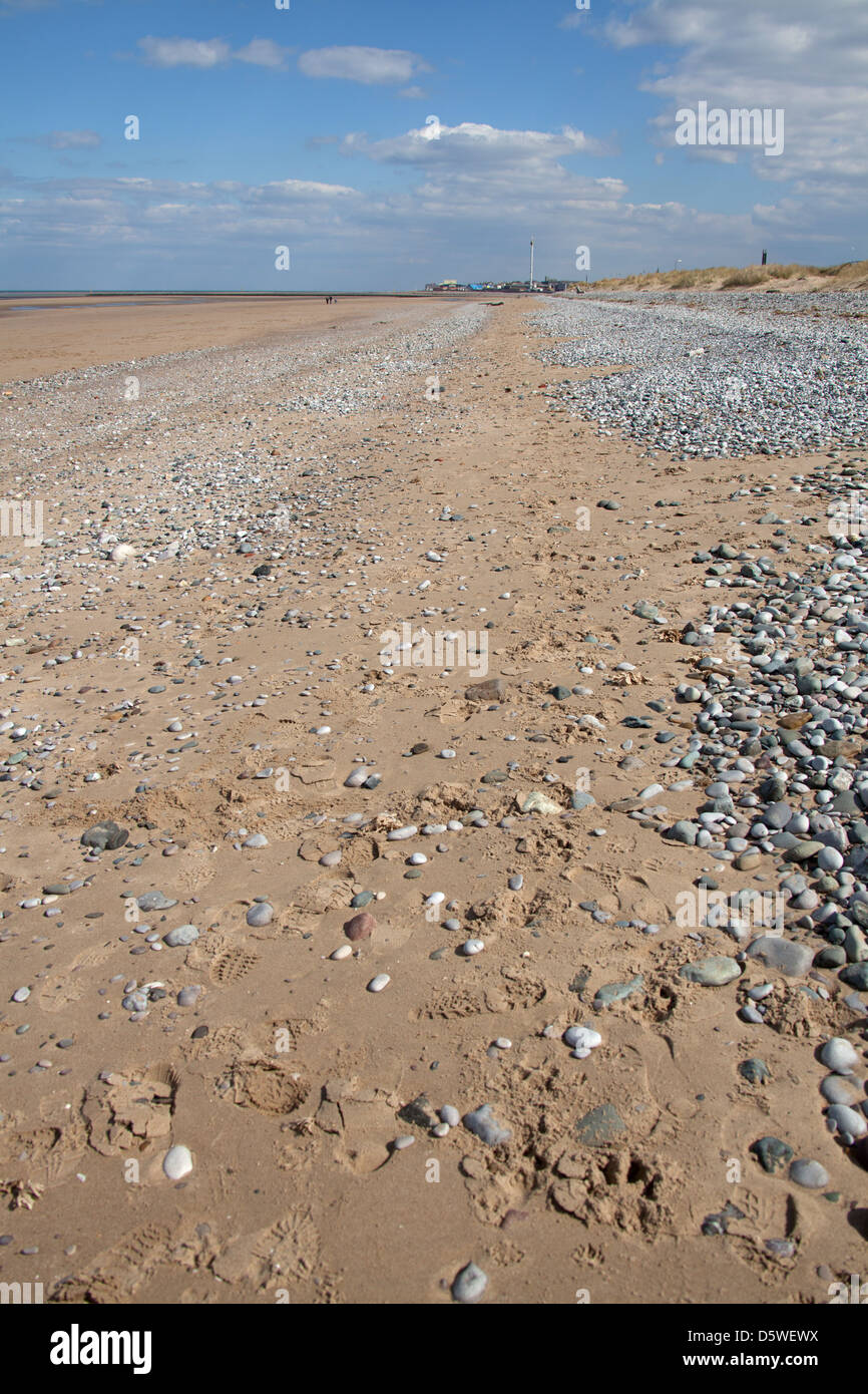 The Wales Coastal Path in North Wales. The beach at Kinmel Bay with the