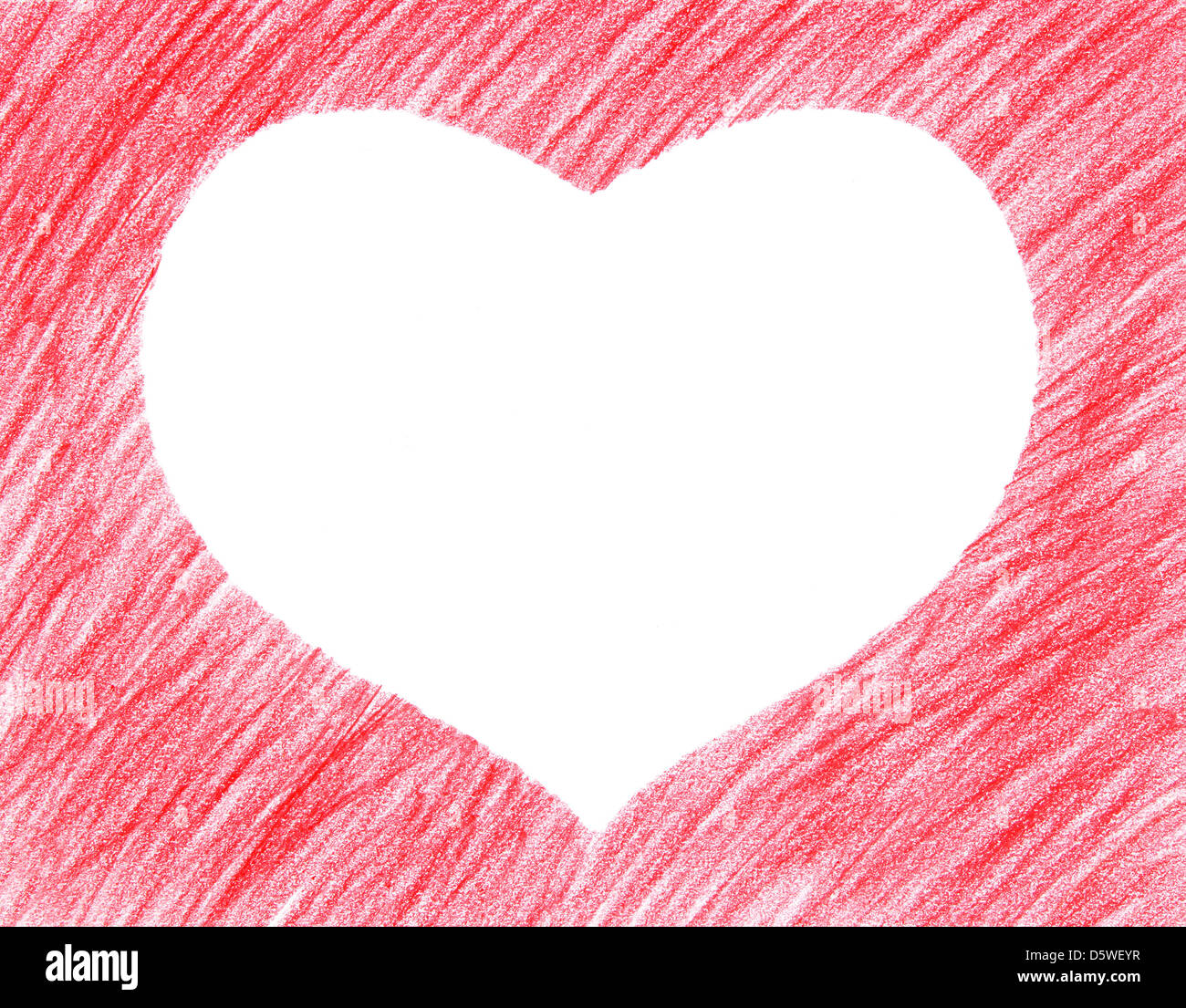 Hand drawn, crayon heart shape isolated on white background Stock Photo ...