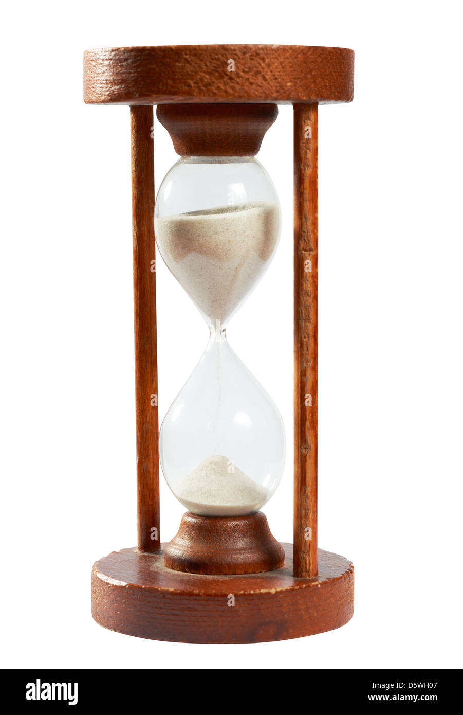 Old hourglass, sand timer from old times to measure time, isolated on white with clipping path included Stock Photo