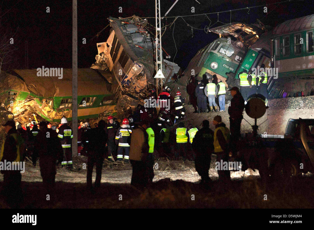 Two trains have collided in southern Poland leaving  people dead and  hurt local officials say. The accident occurred on Stock Photo