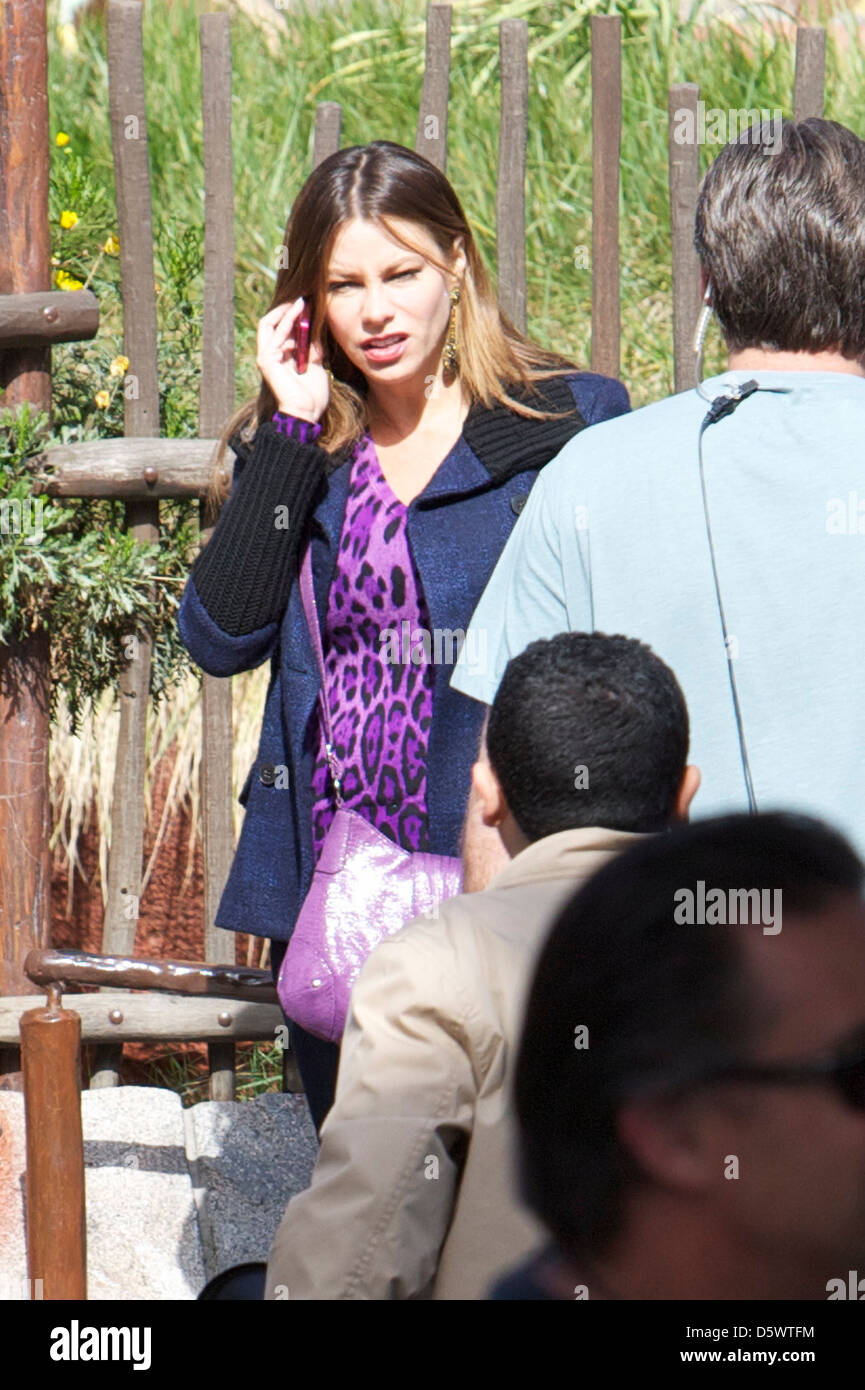 Sofia Vergara The cast of 'Modern Family' filming on location at