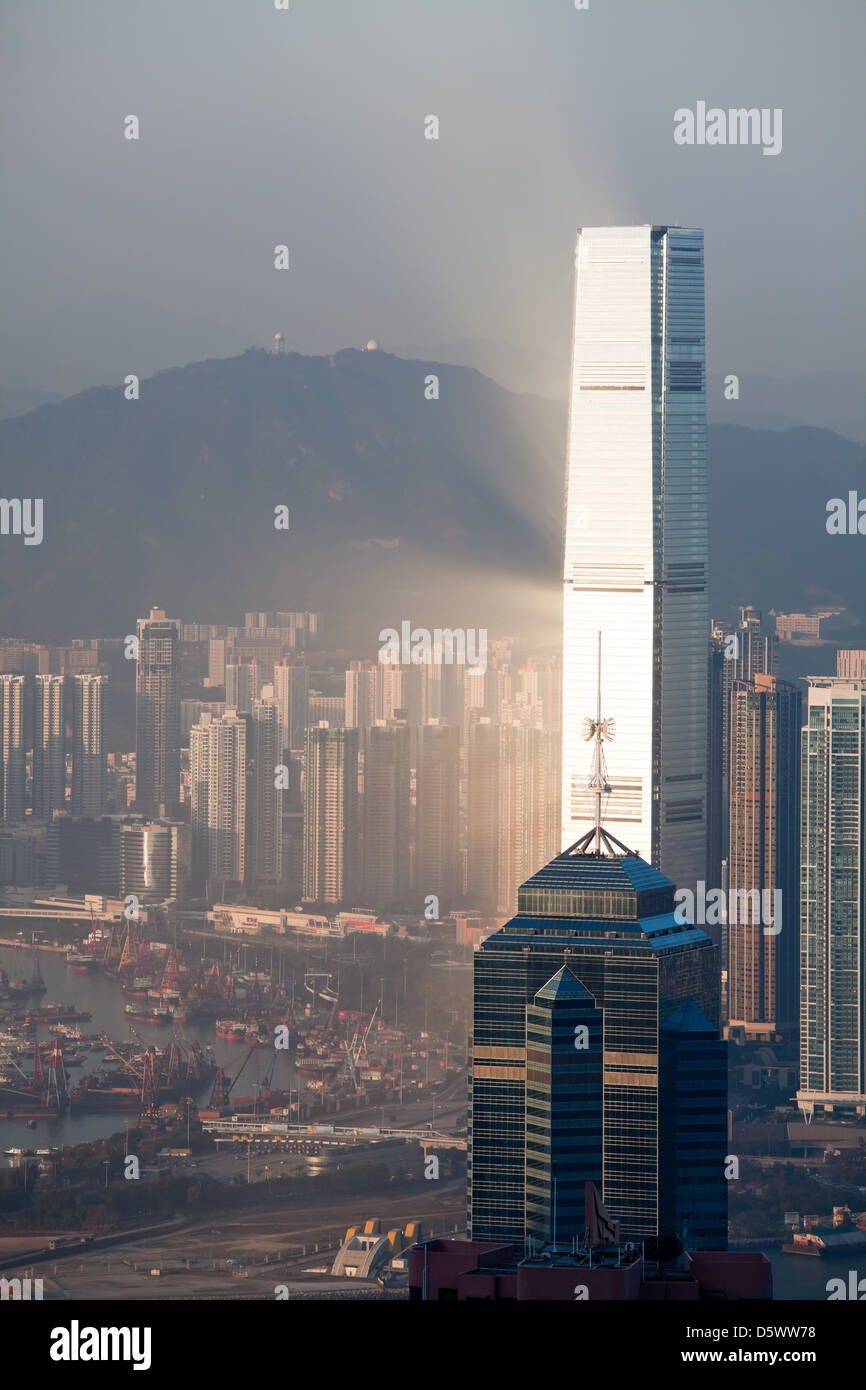Hong Kong downtown at sunset view Stock Photo - Alamy