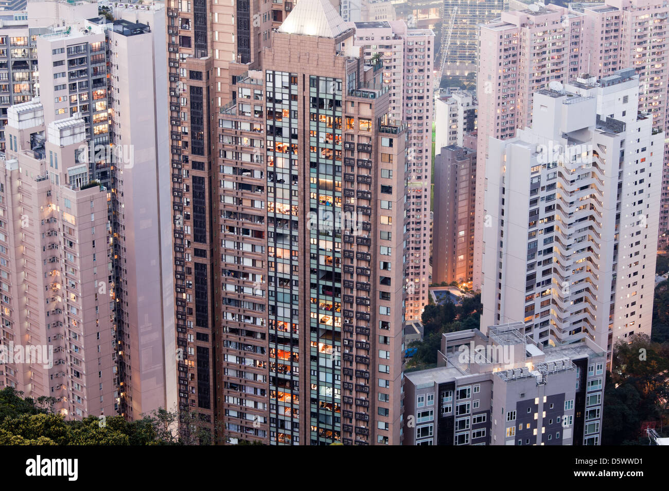 Hong Kong downtown at sunset view Stock Photo - Alamy