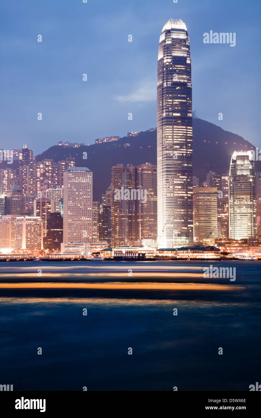 Hong Kong downtown at night lighting Stock Photo - Alamy