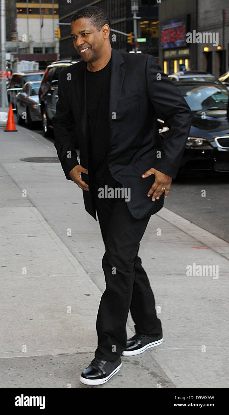 Denzel Washington Celebrities arrive the Ed Sullivan Theater for 'The ...