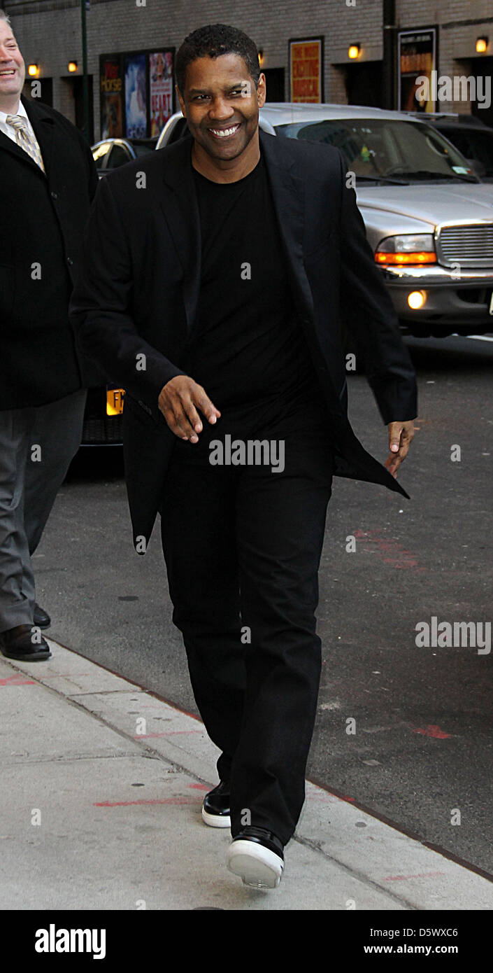 Denzel Washington Celebrities arrive at the Ed Sullivan Theater 'The ...