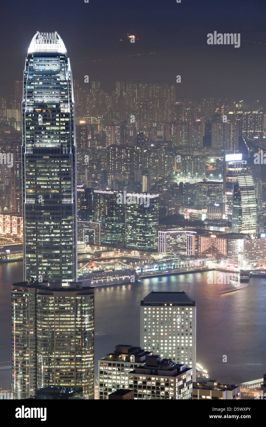 Hong Kong downtown at night lighting Stock Photo - Alamy
