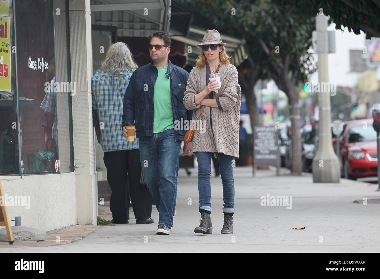 Elizabeth Banks and her husband Max Handelman out picking up coffee in West Hollywood Los Angeles, California - 07.02.12 Stock Photo