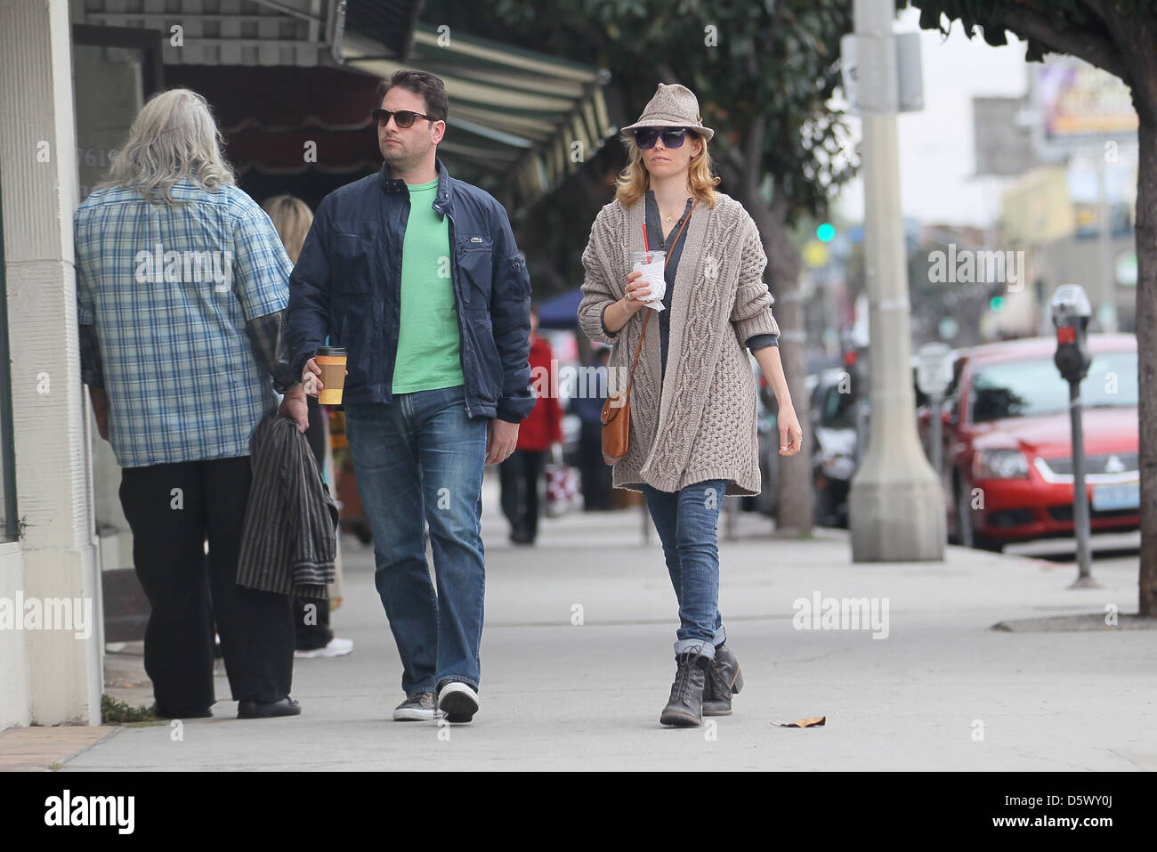 Elizabeth Banks and her husband Max Handelman out picking up coffee in West Hollywood Los Angeles, California - 07.02.12 Stock Photo