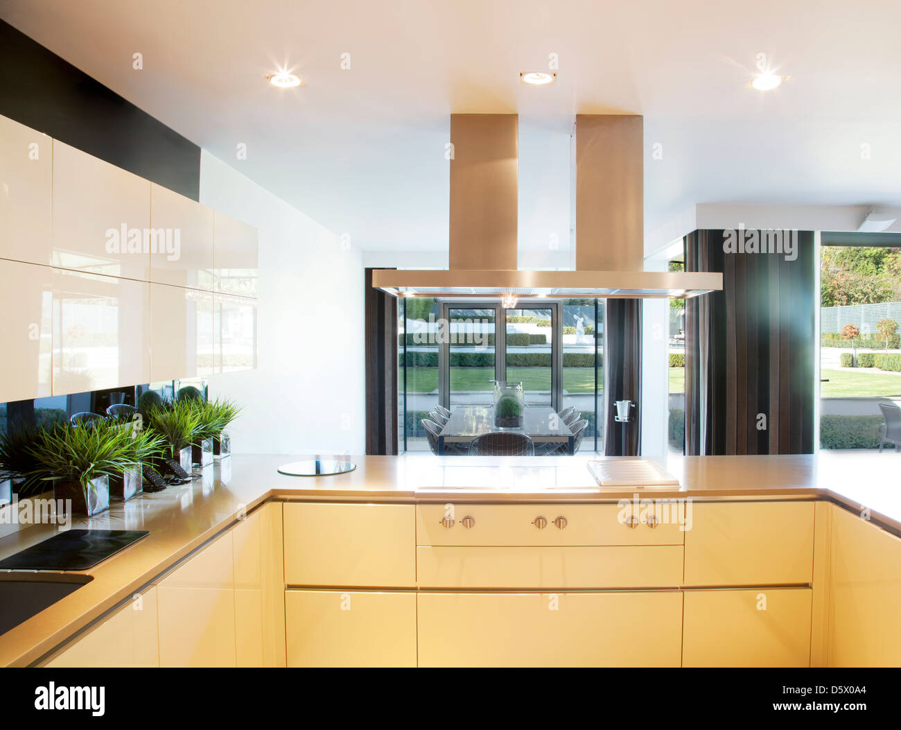 Counters and stove in modern kitchen Stock Photo