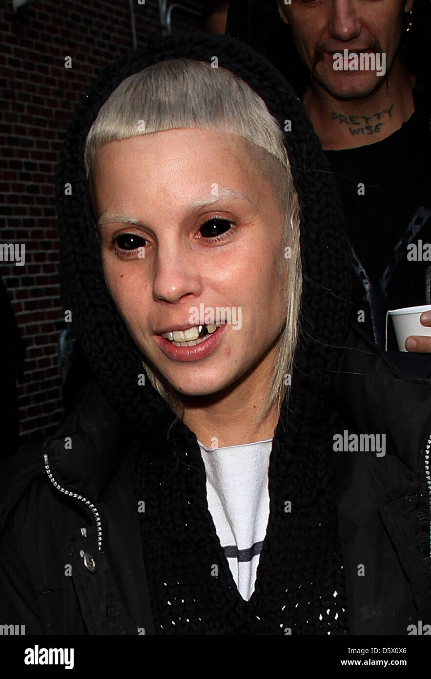 Yolandi Visser of Die Antwoord Celebrities outside of the Ed Sullivan Theater for 'The Late Show with David Letterman' New York Stock Photo