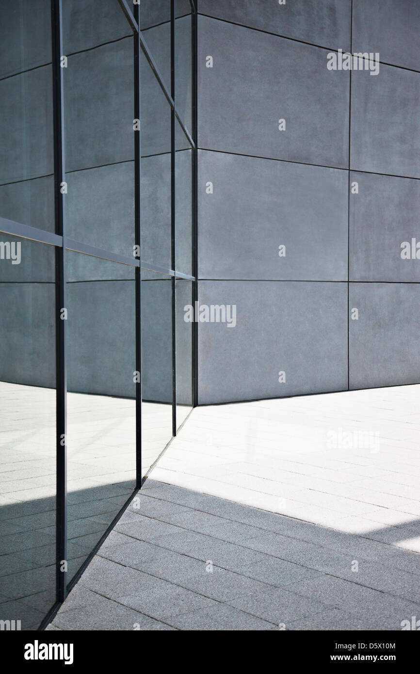 Glass and concrete walls of modern building Stock Photo
