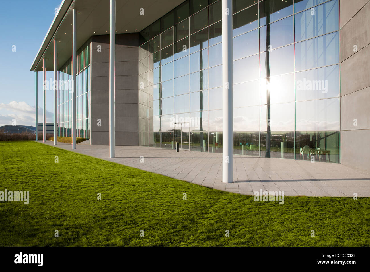 Modern building and green lawn Stock Photo