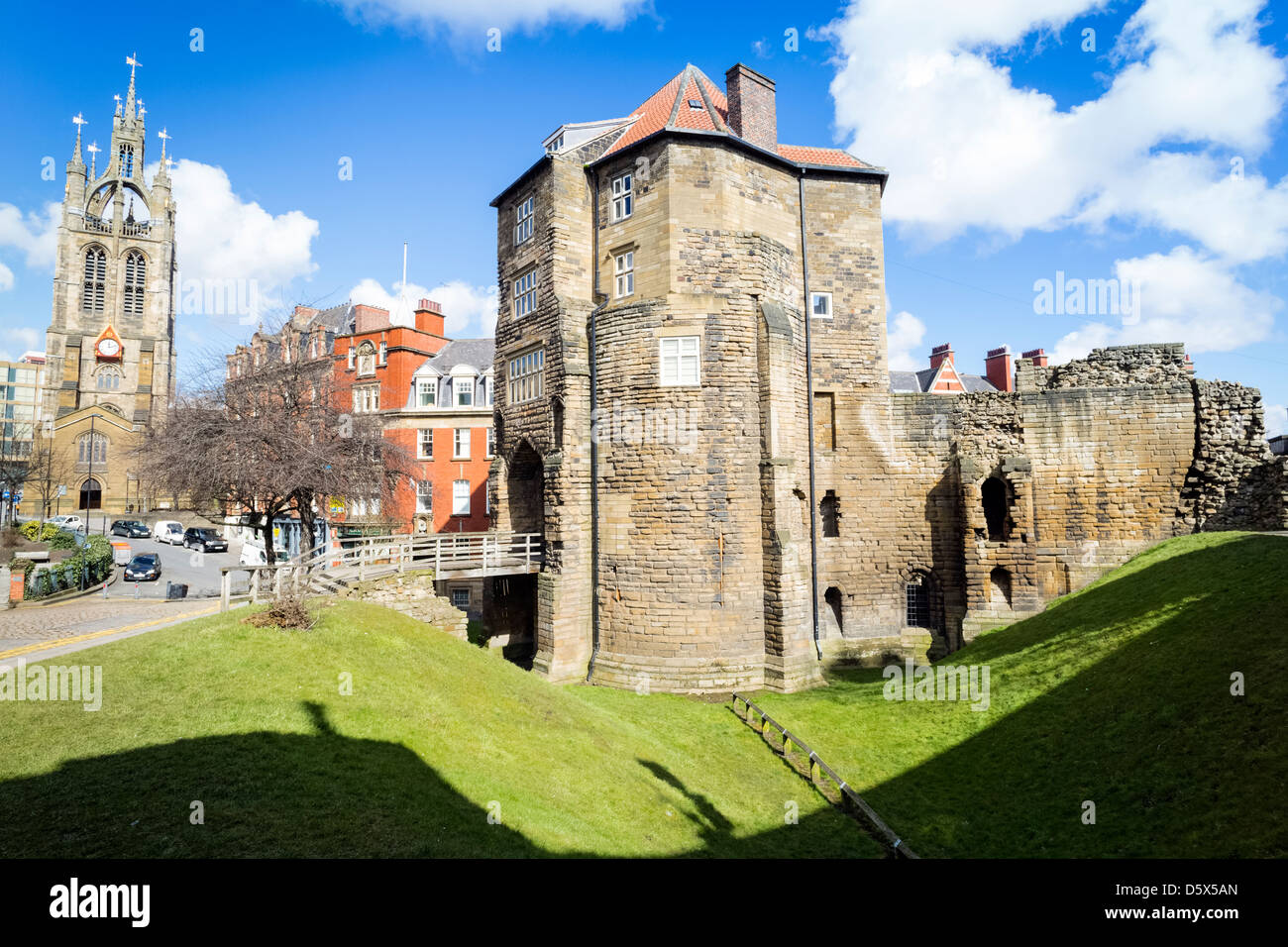Newcastle Keep. The Castle is a medieval fortification in England, which gave the City of Newcastle its name. Stock Photo