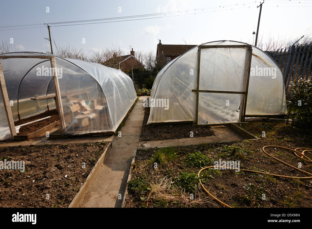 large community polytunnel and raised beds for growing fruit and