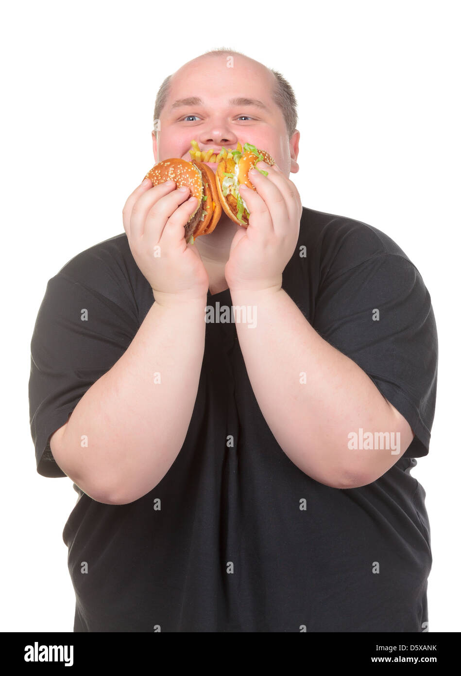 Fat Man Looks Lustfully at a Burger Stock Photo - Alamy