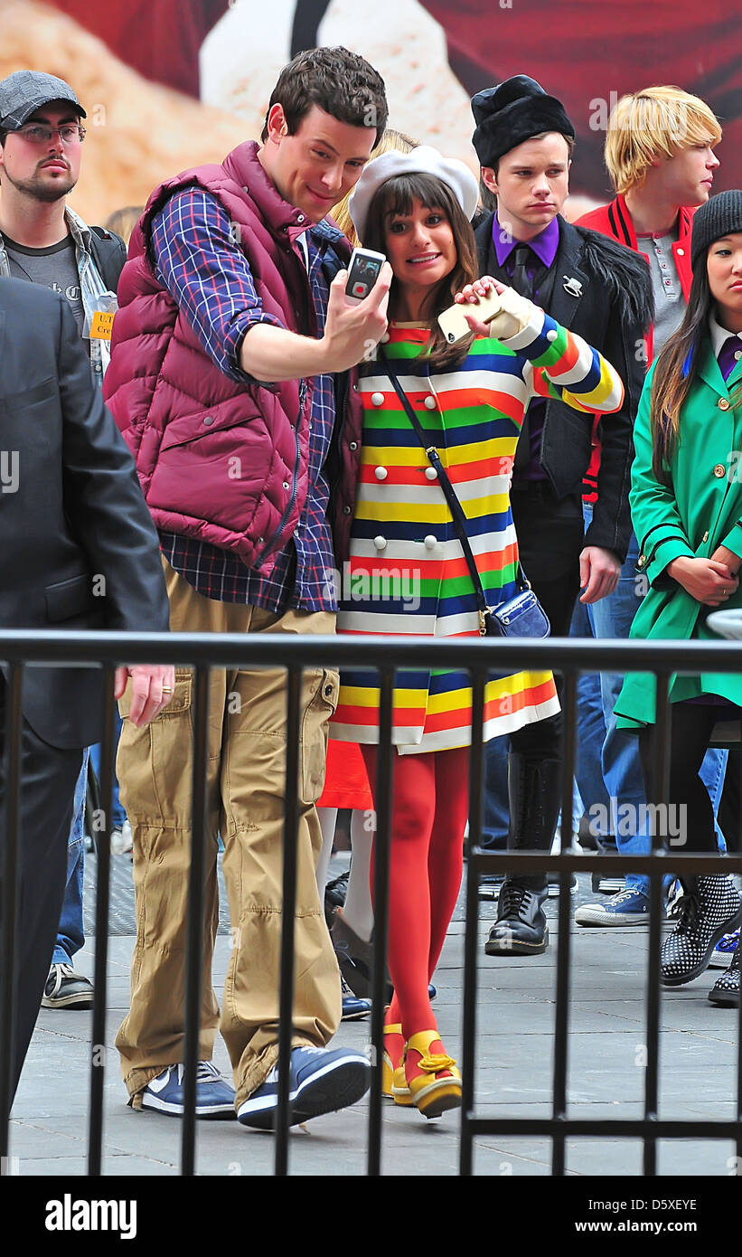 Cory Monteith and Lea Michele on the set of 'Glee' in New York City New  York City USA – Patricia Stock Photo - Alamy